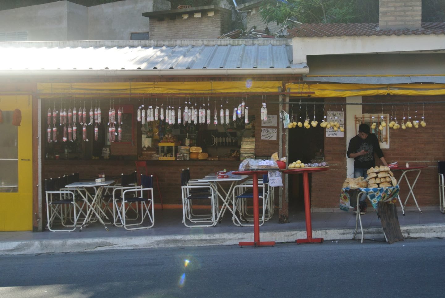 Salame and cheese shop in the Dique San Roque dam, The Specialty of Cordoba, in particular the goat cheese.