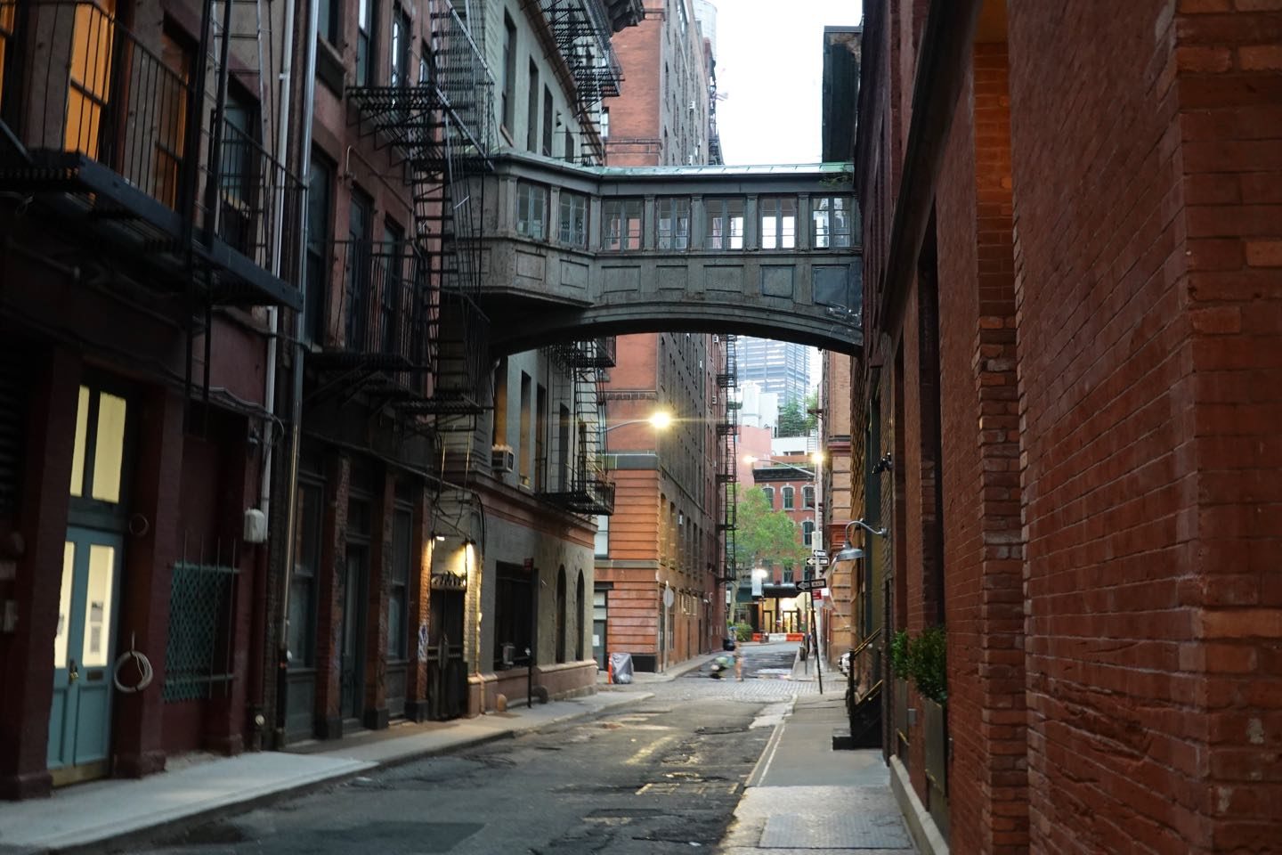 Hidden places of NYC. Staple Street Skybridge in Tribeca.