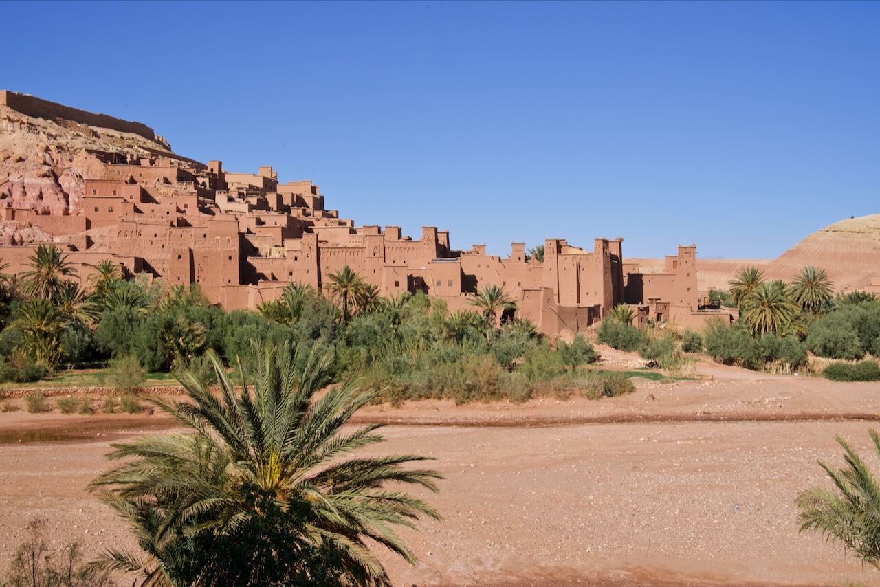 Vista panorámica de la ciudad amurallada de Ait Benhaddou.